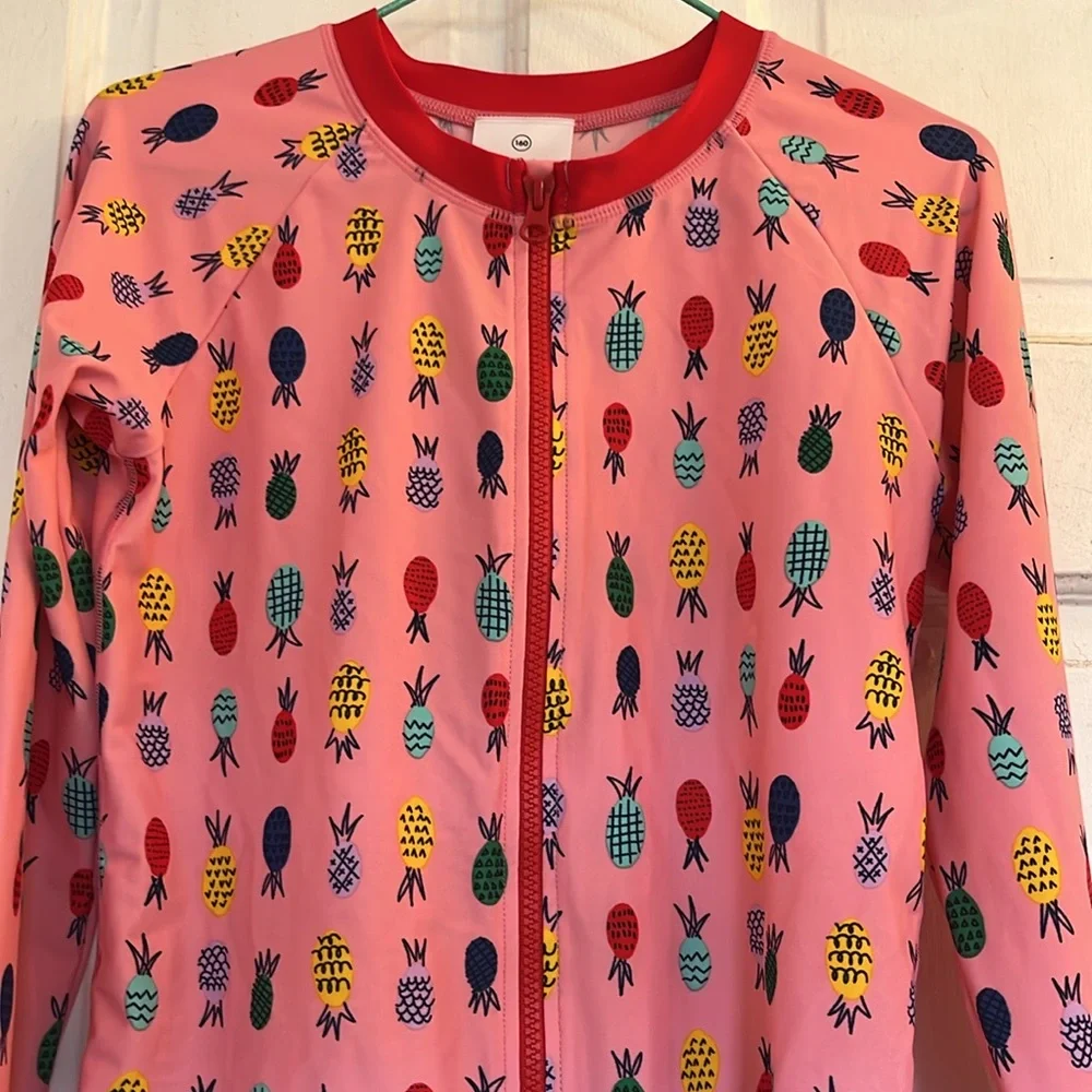 Hanna Andersson Pink Pineapple Zip Rashguard in size 160/14